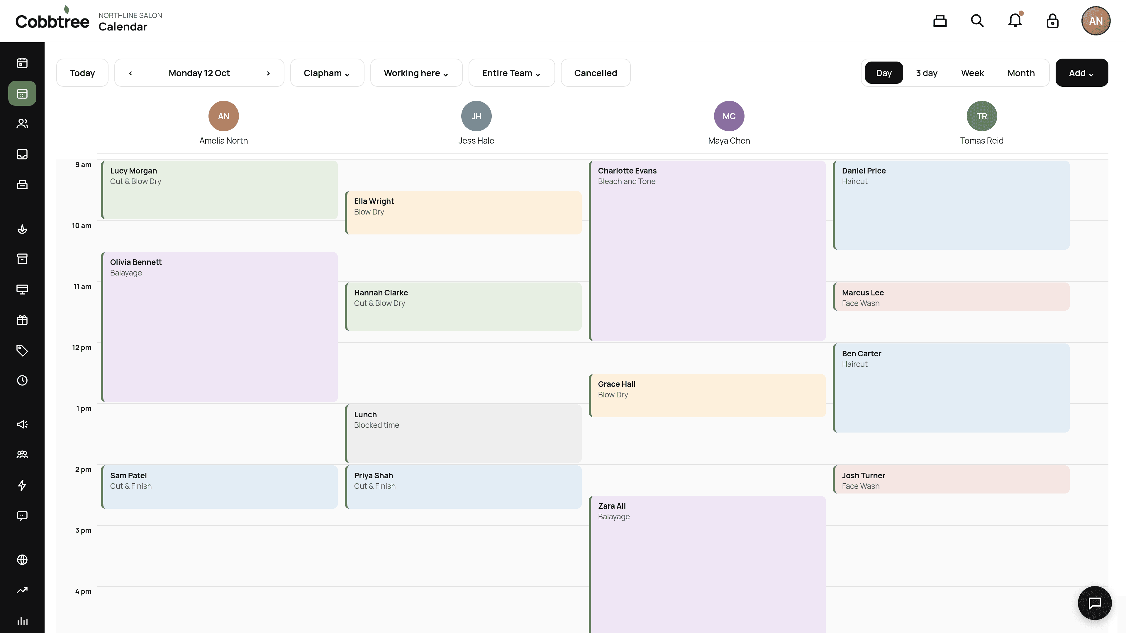 The Calendar toolbar