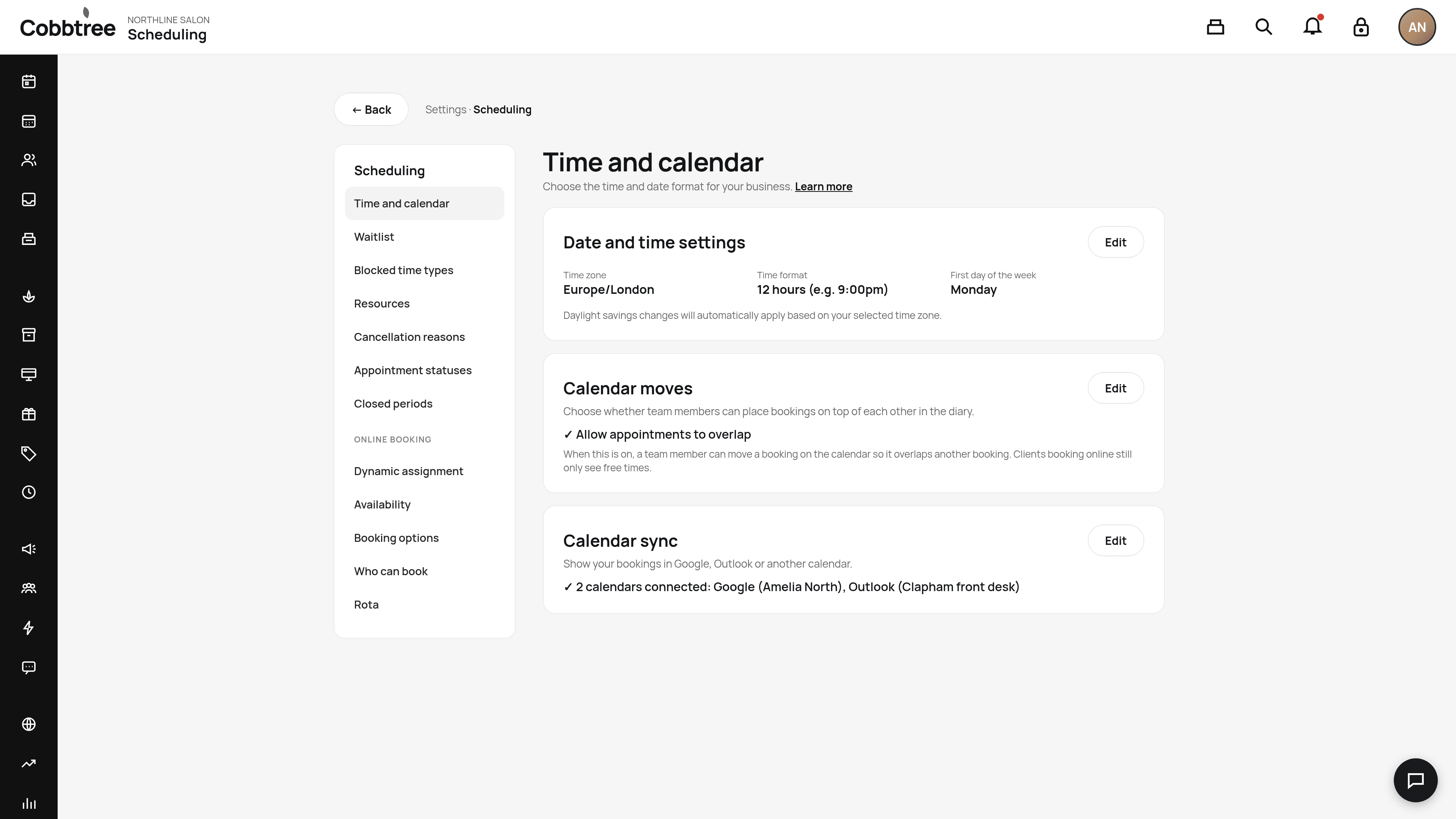 Settings → Scheduling