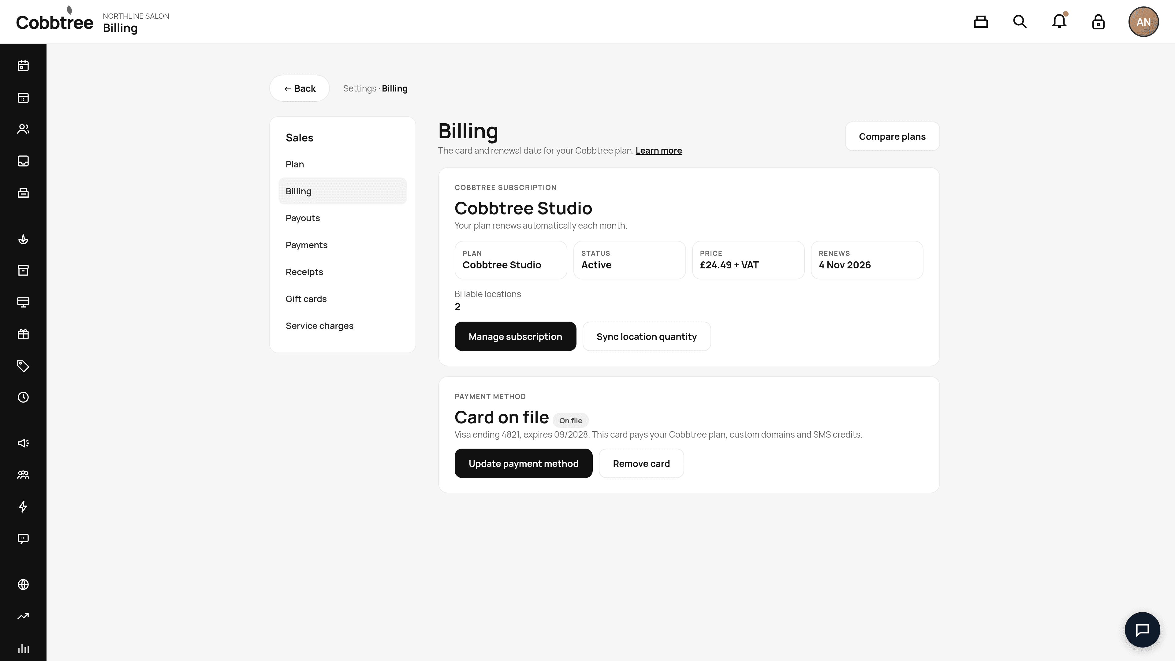 Settings → Billing